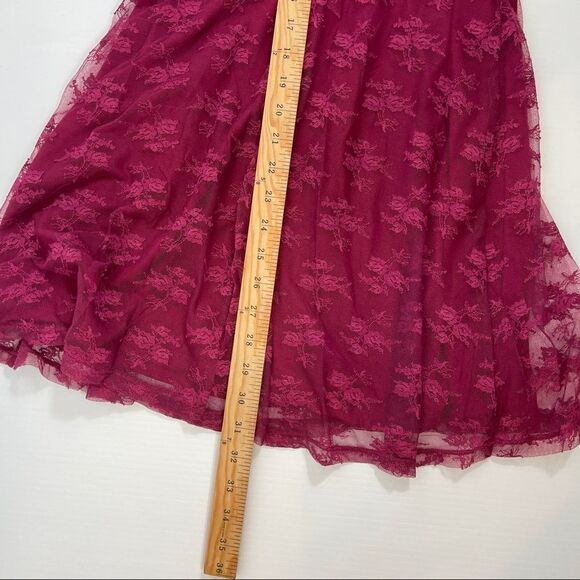 Divided Lace Dress Fit & Flare Burgundy Short Sleeves Lined Stretch Women's 4 - Picture 11 of 11